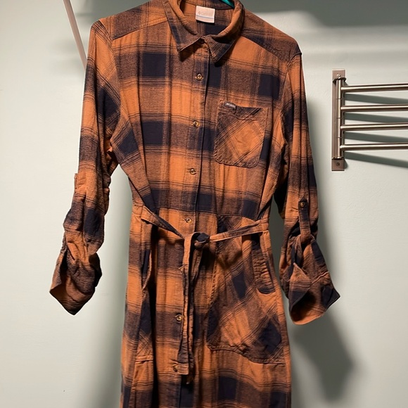 Columbia Pine Street Brown Cotton Flannel midi dress - Picture 2 of 10